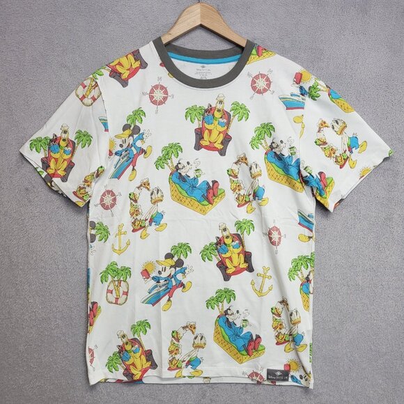 Disney Cruise Line Shirt Adult Medium Crewneck All Over Print Tee Damaged NWOT - Picture 1 of 9